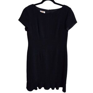 Talbots Vintage LBD Black Ruffle Hem Sheath Dress Size 10p